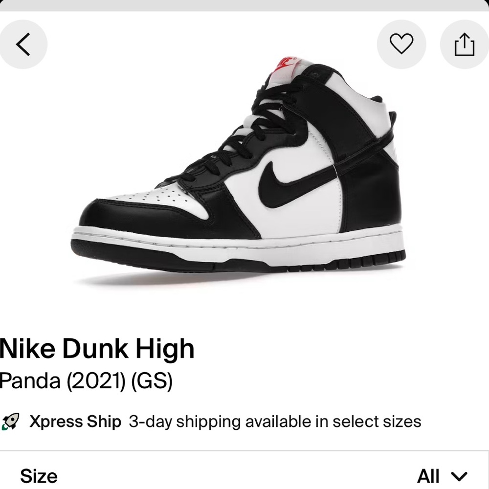 The Nike Dunk High GS Black/White youth size 4.5